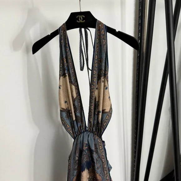 Zimmermann Halter Maxi Dress Floral Print Backless Resort Dress - Picture 2 of 8